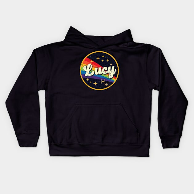 Lucy // Rainbow In Space Vintage Grunge-Style Kids Hoodie by LMW Art